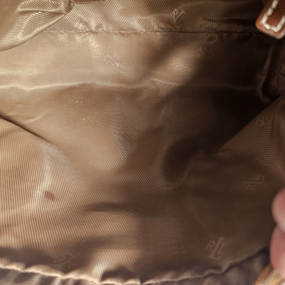 Lauren Ralph Lauren Cream And Brown Herringbone Tweed Women's Handbag - Picture 12 of 13